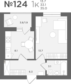 31 м², 1-комнатная квартира 5 400 000 ₽ - изображение 81
