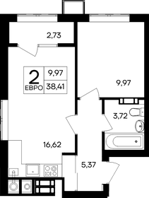 Квартира 38,4 м², 2-комнатная - изображение 1