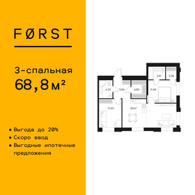 Квартира 68,8 м², 3-комнатная - изображение 1