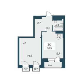 Квартира 53,5 м², 2-комнатная - изображение 1