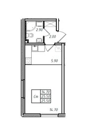 Квартира 25,5 м², студия - изображение 1