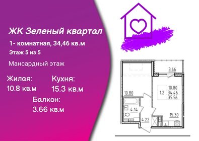 34,8 м², 1-комнатная квартира 6 835 000 ₽ - изображение 55