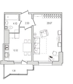 Квартира 43,2 м², 1-комнатная - изображение 1