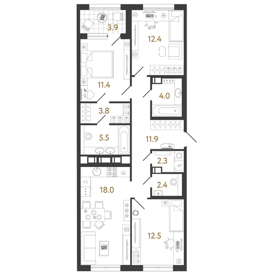 84,2 м², 3-комнатная квартира 22 228 926 ₽ - изображение 1