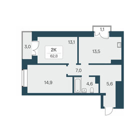 Квартира 62,8 м², 2-комнатная - изображение 1