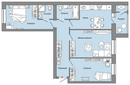 Квартира 83 м², 3-комнатная - изображение 1