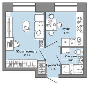 Квартира 30 м², 1-комнатная - изображение 1