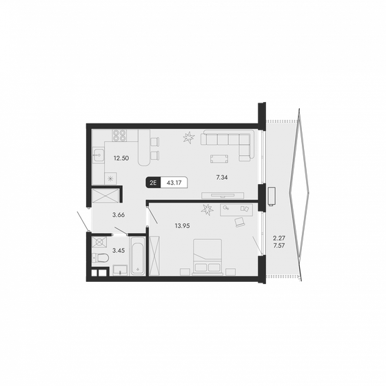43,2 м², 2-комнатная квартира 13 173 885 ₽ - изображение 1