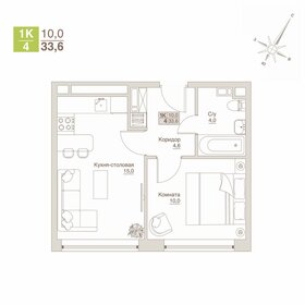 Квартира 33,6 м², 1-комнатные - изображение 1