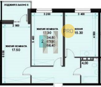 Квартира 66,4 м², 2-комнатная - изображение 1