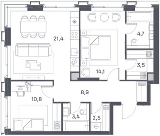 69,3 м², 2-комнатная квартира 31 334 618 ₽ - изображение 1