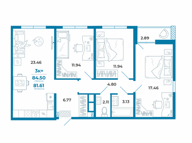 82,9 м², 3-комнатная квартира 12 450 000 ₽ - изображение 41