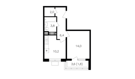 Квартира 38,2 м², 1-комнатная - изображение 1