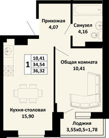 Квартира 36,3 м², 1-комнатная - изображение 1