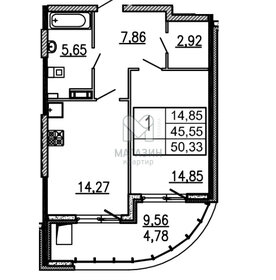 Квартира 45,6 м², 1-комнатная - изображение 1