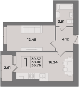 28,8 м², 1-комнатная квартира 3 589 100 ₽ - изображение 24