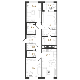 Квартира 84,2 м², 3-комнатная - изображение 1