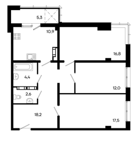 Квартира 87,7 м², 3-комнатная - изображение 1