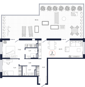 Квартира 166 м², 2-комнатная - изображение 1
