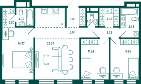118,9 м², 3-комнатная квартира 13 900 000 ₽ - изображение 77