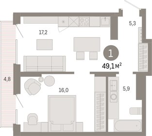 42 м², 1-комнатная квартира 4 750 000 ₽ - изображение 66