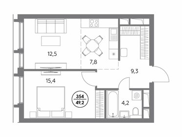 Квартира 49,2 м², 1-комнатная - изображение 1