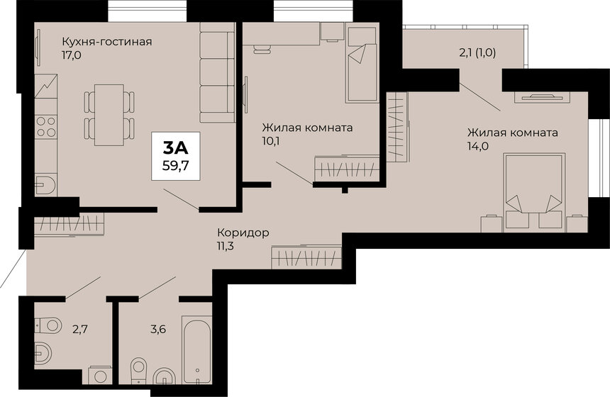 63,5 м², 2-комнатная квартира 9 300 000 ₽ - изображение 117