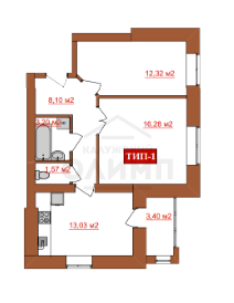 Квартира 57,1 м², 2-комнатная - изображение 1