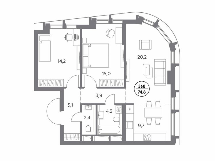 74 м², 3-комнатная квартира 44 500 000 ₽ - изображение 118