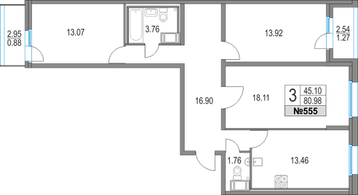 Квартира 81 м², 3-комнатная - изображение 1