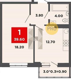 Квартира 39,5 м², 1-комнатная - изображение 1