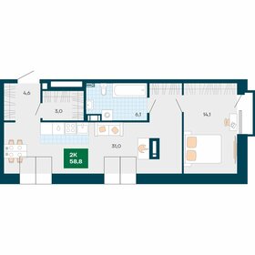 Квартира 58,8 м², 2-комнатная - изображение 1