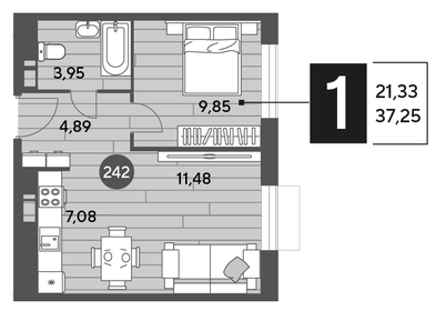 37,3 м², 1-комнатная квартира 6 246 825 ₽ - изображение 22