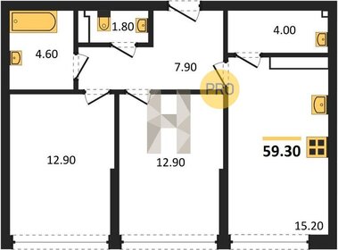Квартира 59,3 м², 2-комнатная - изображение 1