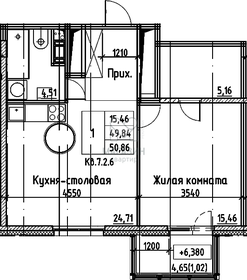 Квартира 50,9 м², 1-комнатная - изображение 1