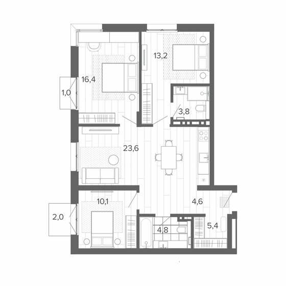 82,8 м², 4-комнатная квартира 12 312 000 ₽ - изображение 1