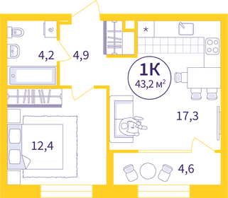 Квартира 40,9 м², 1-комнатная - изображение 1