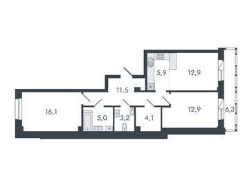 Квартира 77,9 м², 3-комнатная - изображение 1