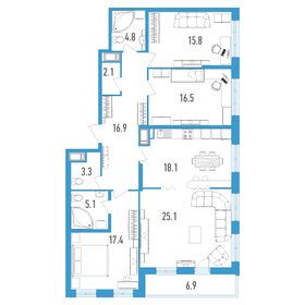 Квартира 128,6 м², 4-комнатная - изображение 1