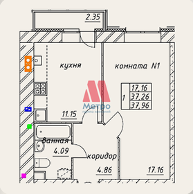 Квартира 38 м², 1-комнатная - изображение 1