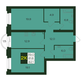 Квартира 82,1 м², 2-комнатная - изображение 1