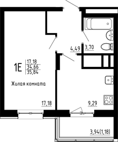 Квартира 35,8 м², 1-комнатная - изображение 1