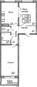 Квартира 60,3 м², 2-комнатная - изображение 1