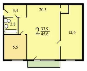 Квартира 45,5 м², 2-комнатная - изображение 5