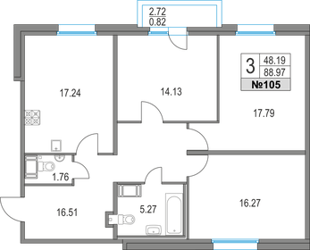 89 м², 3-комнатная квартира 22 882 020 ₽ - изображение 1