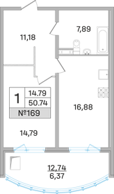 Квартира 50,7 м², 1-комнатная - изображение 1