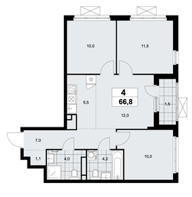 Квартира 66,8 м², 4-комнатная - изображение 1