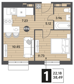 38,5 м², 1-комнатная квартира 6 062 175 ₽ - изображение 12