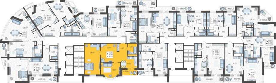 77,7 м², 3-комнатная квартира 8 500 000 ₽ - изображение 100