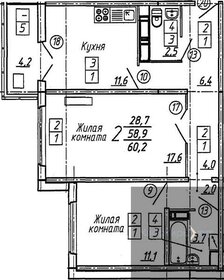 Квартира 60,2 м², 2-комнатная - изображение 1